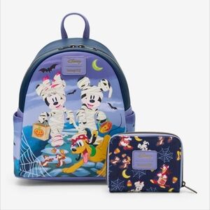 Loungefly Disney Mickey & Friends Mummy Halloween Backpack & Wallet New!